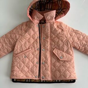 Burberry Kids Quilted Barn Jacket in Peachy Pink 2T